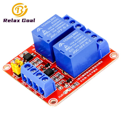 2-Channel Relay Module 5V/12V/24V with Optocoupler Isolation High/Low Level Trigger for Arduino