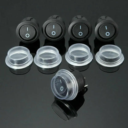 Mini SPST Round Rocker Toggle Switch ON/OFF – 5pcs Set with Waterproof Cover