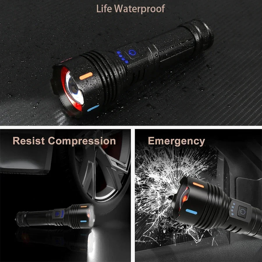 Super Bright LED Flashlight USB Rechargeable Zoom Tactical Torch