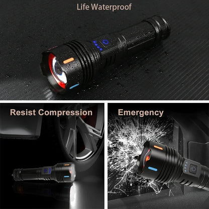 Super Bright LED Flashlight USB Rechargeable Zoom Tactical Torch