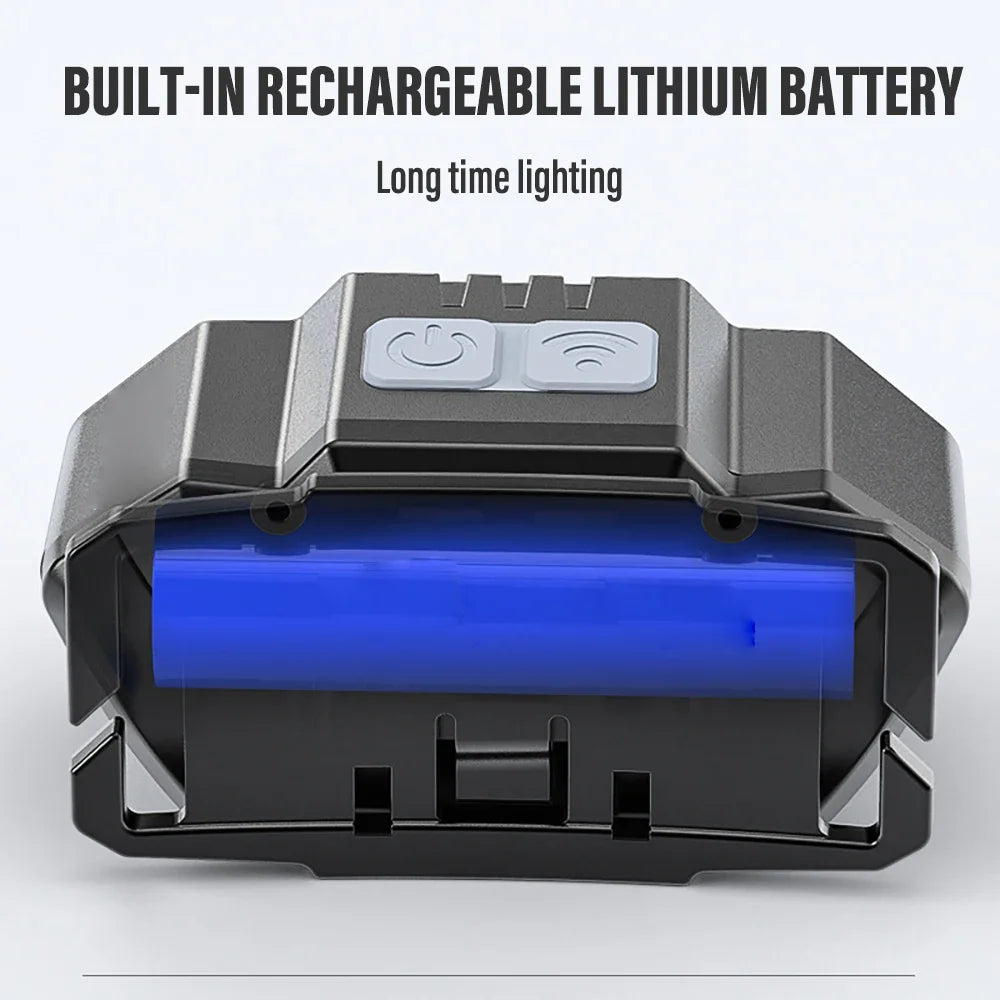 LED Induction Mini Strong Light Headlight Charging Work Light Waterproof Outdoor Multifunctional Camping Light Fishing Light