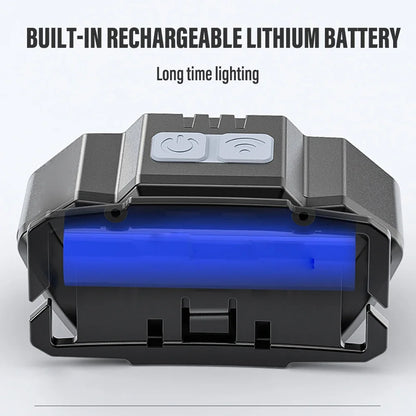 LED Induction Mini Strong Light Headlight Charging Work Light Waterproof Outdoor Multifunctional Camping Light Fishing Light