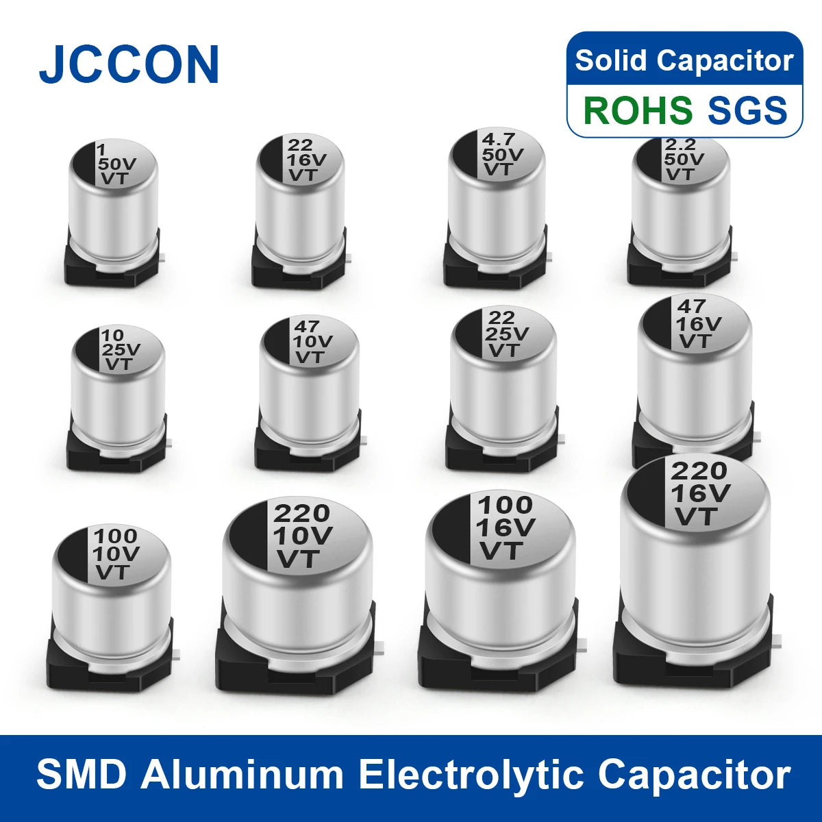 SMD Aluminum Electrolytic Capacitor 6.3V–100V 0.47UF–1000UF for Electronic Circuits and Devices