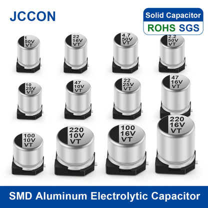 SMD Aluminum Electrolytic Capacitor 6.3V–100V 0.47UF–1000UF for Electronic Circuits and Devices