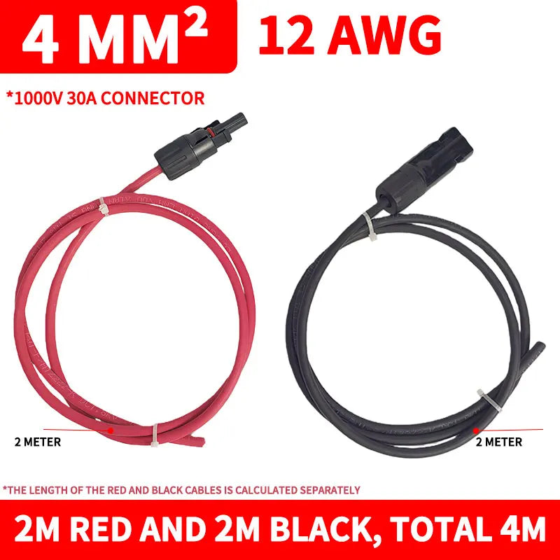 PV1-F Solar Extension Cable 2.5mm² 1/2/3/5/10M Waterproof DC Connector Male Female Pair IP67 for Photovoltaic System