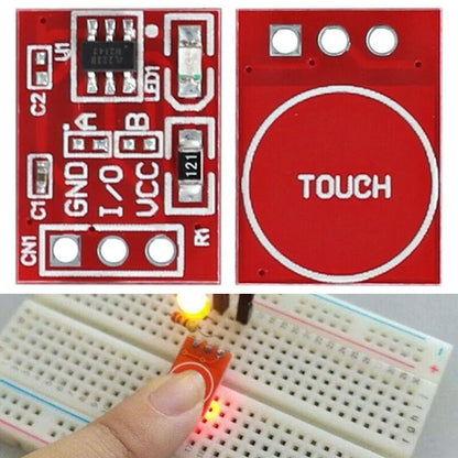 20Pcs TTP223 Touch Button Modular Self-Locking Micro Capacitive Switch Red Single Capacitive Switch 2.5V-5.5V Electrical Equipme