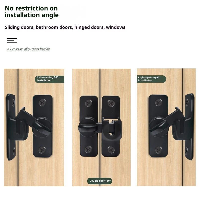 New Punch-free Hasp Latch Door Lock Black Cabinet Locks Kids Safety Lock  Sliding Door Anti-pried Hook Lock Hardware