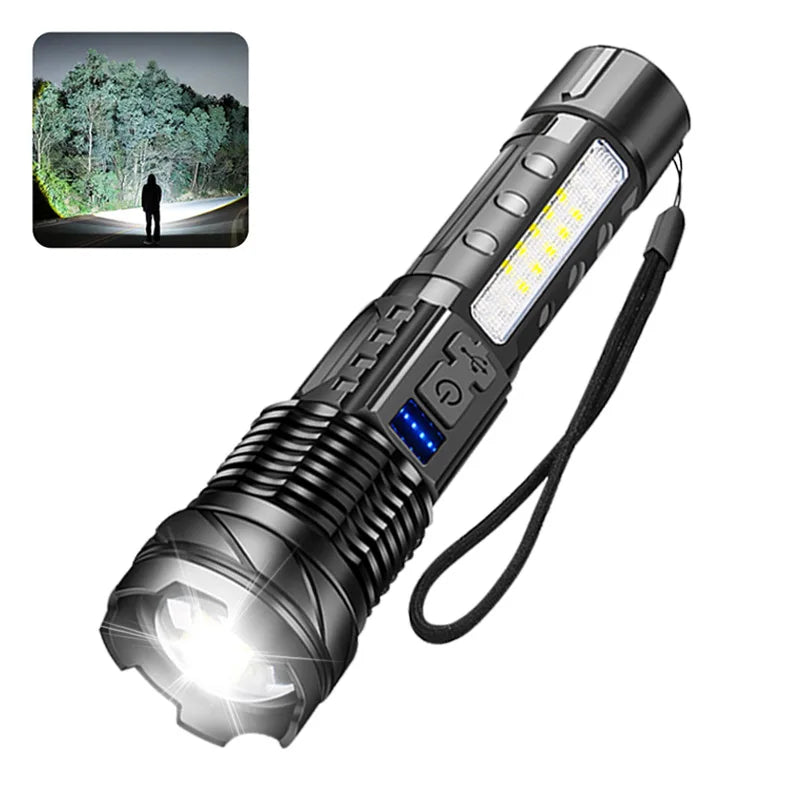 High Power Rechargeable LED Flashlight Tactical Zoom Torch