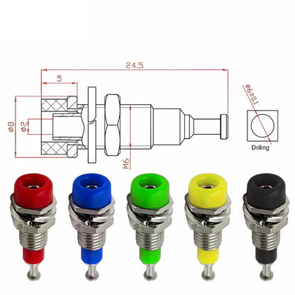 2mm Banana Female Socket Jack Insulated Copper Wiring Terminal for Panel Testing Speaker Connections