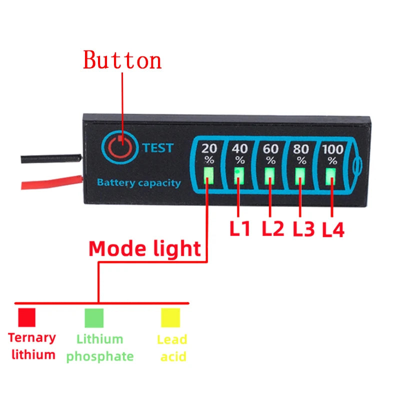 Battery Level Indicator LCD Module 1S-8S Li-ion LiPo Lead Acid 5-30V ...
