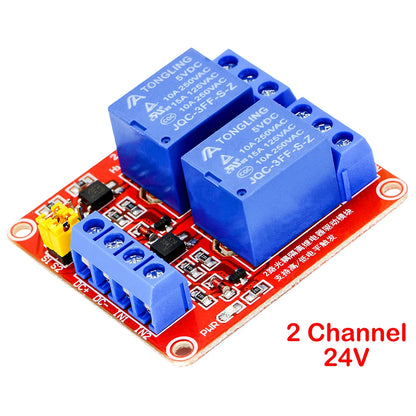 2-Channel Relay Module 5V/12V/24V with Optocoupler Isolation High/Low Level Trigger for Arduino