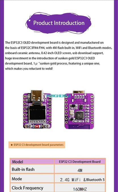 ESP32-C3 SuperMini Development Board with 0.42" OLED Module and Ceramic Antenna WiFi Bluetooth