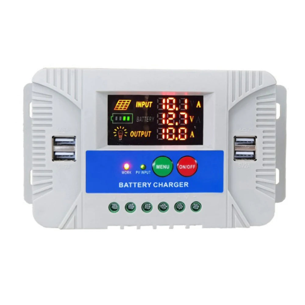 Solar Charge Controller with LCD Display 20A Compatible with Acid and Lithium Batteries for Efficient Charging