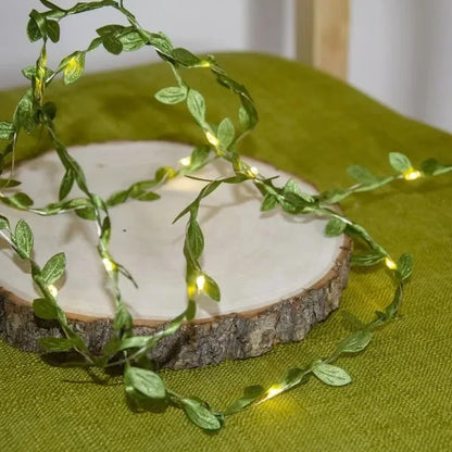 2026 New Christmas Solar Fairy Lights, 50/100/150LED Artificial Green Leaf String Lights for Tree Decor, Holiday Party Garland