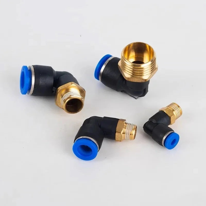 PL 4-12mm Pneumatic Elbow Quick Connector with 1/8-1/2 Thread PL Series Air Hose Fittings for Industrial PL6/8/10