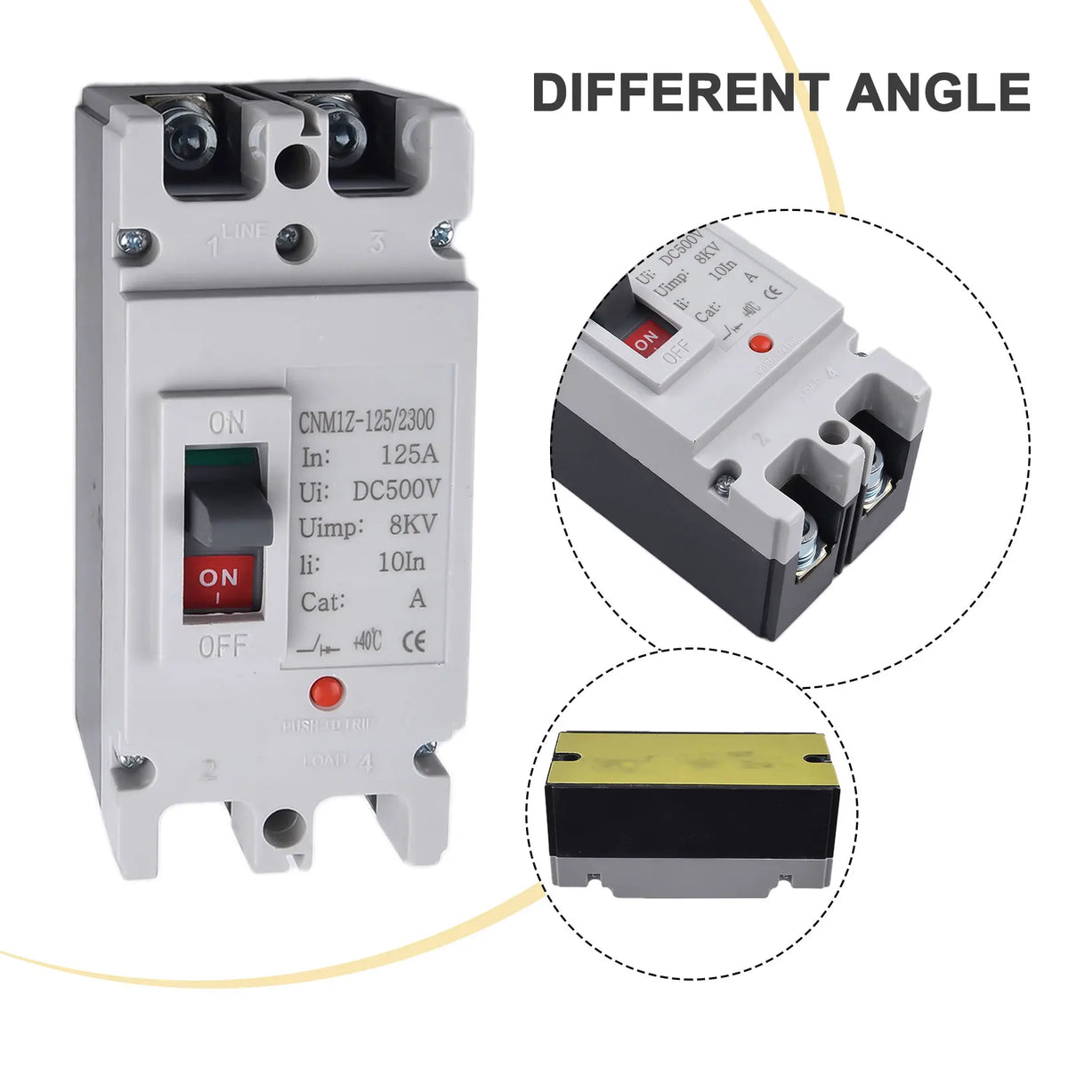 DC Solar Circuit Breaker MCCB 2P Molded Case 600V DC Rated Current 100 ...