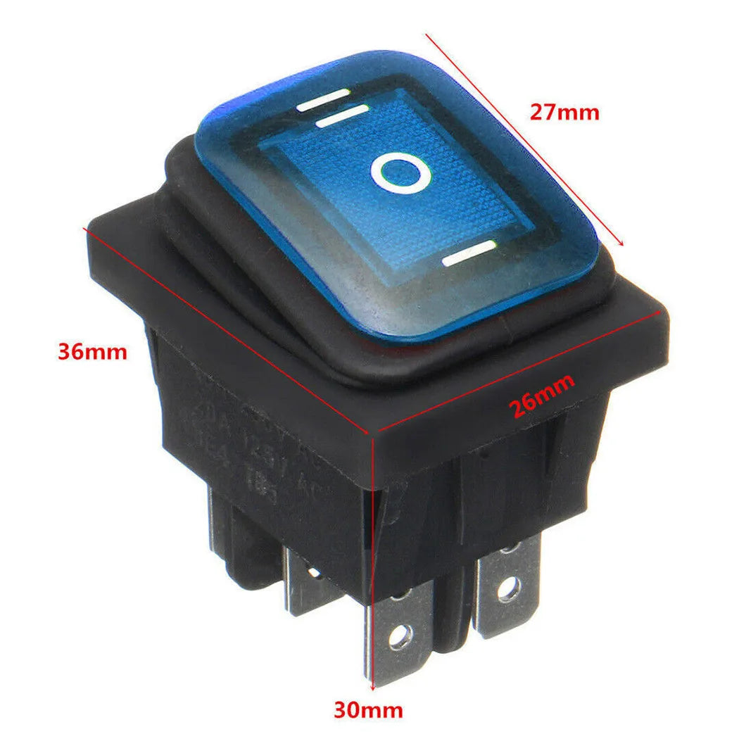 Pack of 2 6 Pin Rocker Switch On Off On DPDT 3 Position 16A 250V AC with Blue LED for Car and Boat Electrical Systems