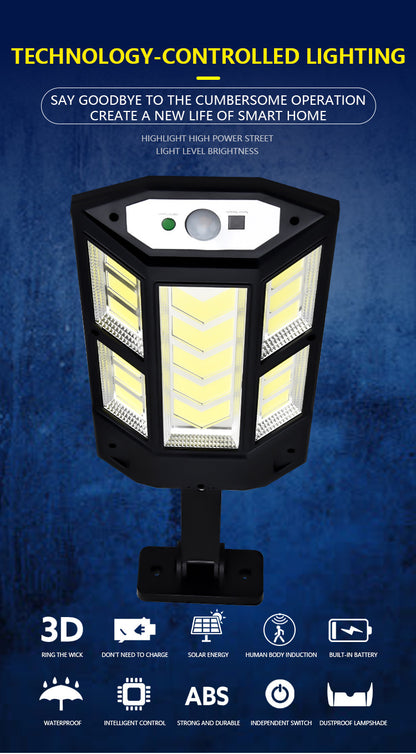 Powerful Solar LED Street Light – 3 Modes with Motion Sensor Super Bright COB Wall Lamp for Outdoor Garden & Yard Lighting