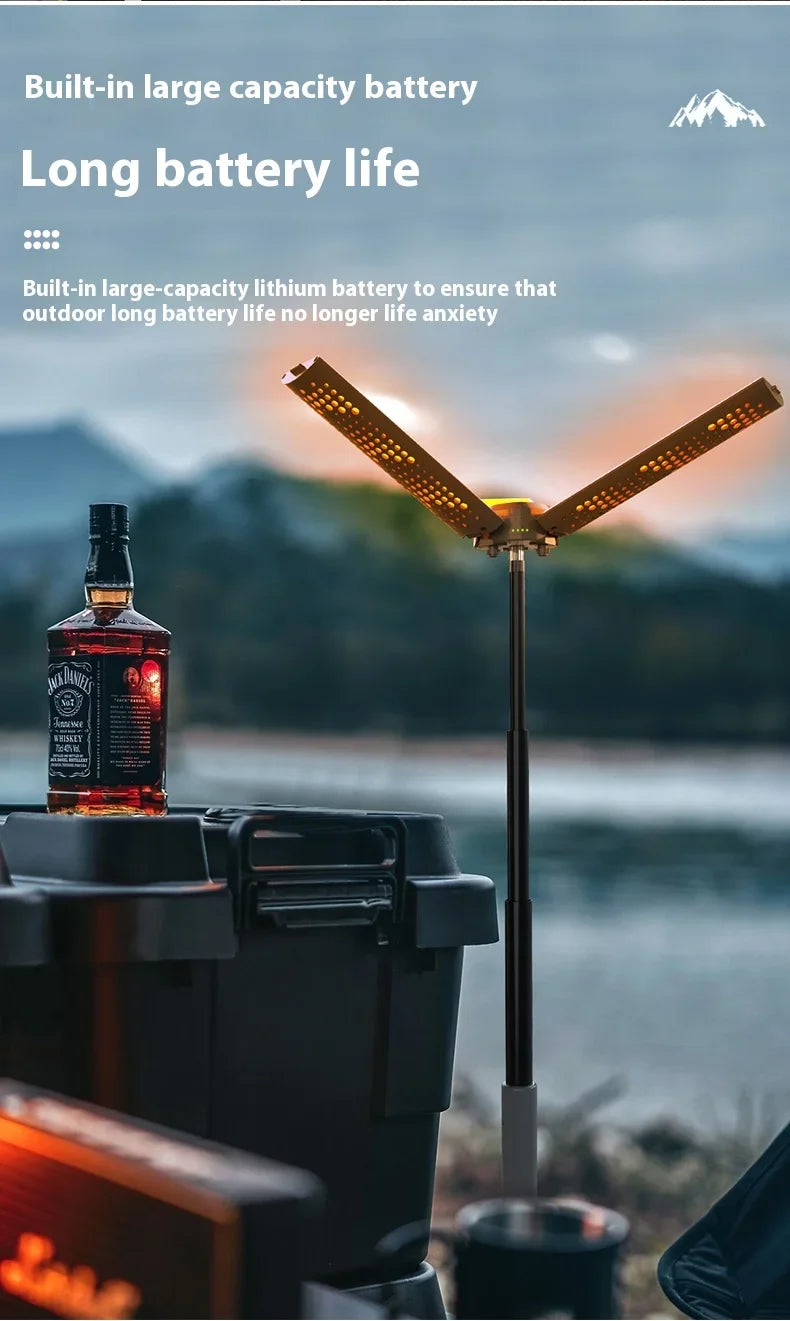 8000MAH Multifunctional Telescopic Camping Light LED Floodlight Flashlight with Stepless Dimming Charge Outdoor Tent Flashlight