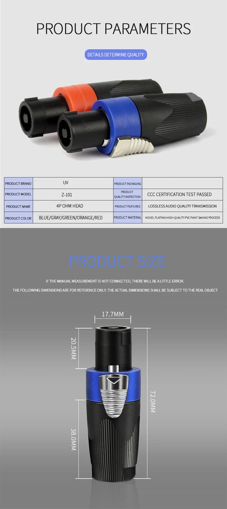 NL4FC Speakon 4 Pin Audio XLR Connector Ohm Head Solder-Free Amplifier Terminal for Superior Sound