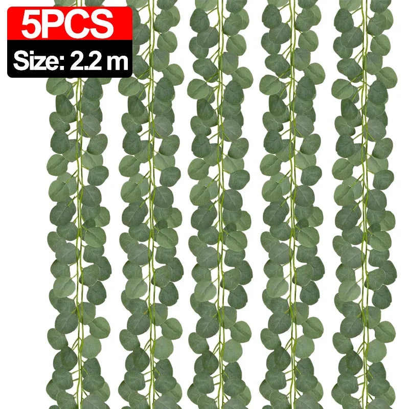 2.2M Artificial Eucalyptus Garland – Green Eucalyptus Vine Plant for Wedding Arch, Wall & Home Garden Decoration