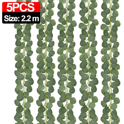 2.2M Artificial Eucalyptus Garland – Green Eucalyptus Vine Plant for Wedding Arch, Wall & Home Garden Decoration