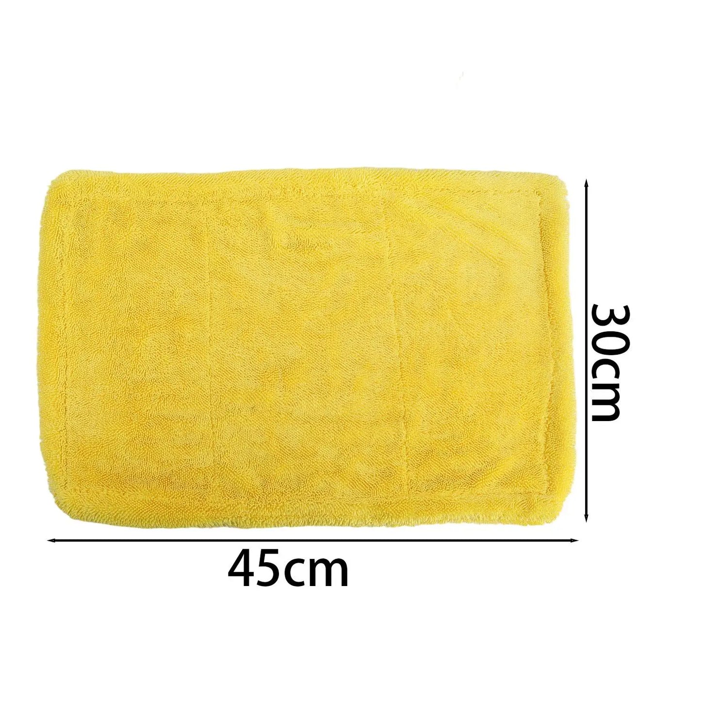 Multifunction Absorbent Microfiber Car Wash Towel Drying Cloth Rag for Auto Detailing Cleaning Polishing Waxing 45x30cm Yellow