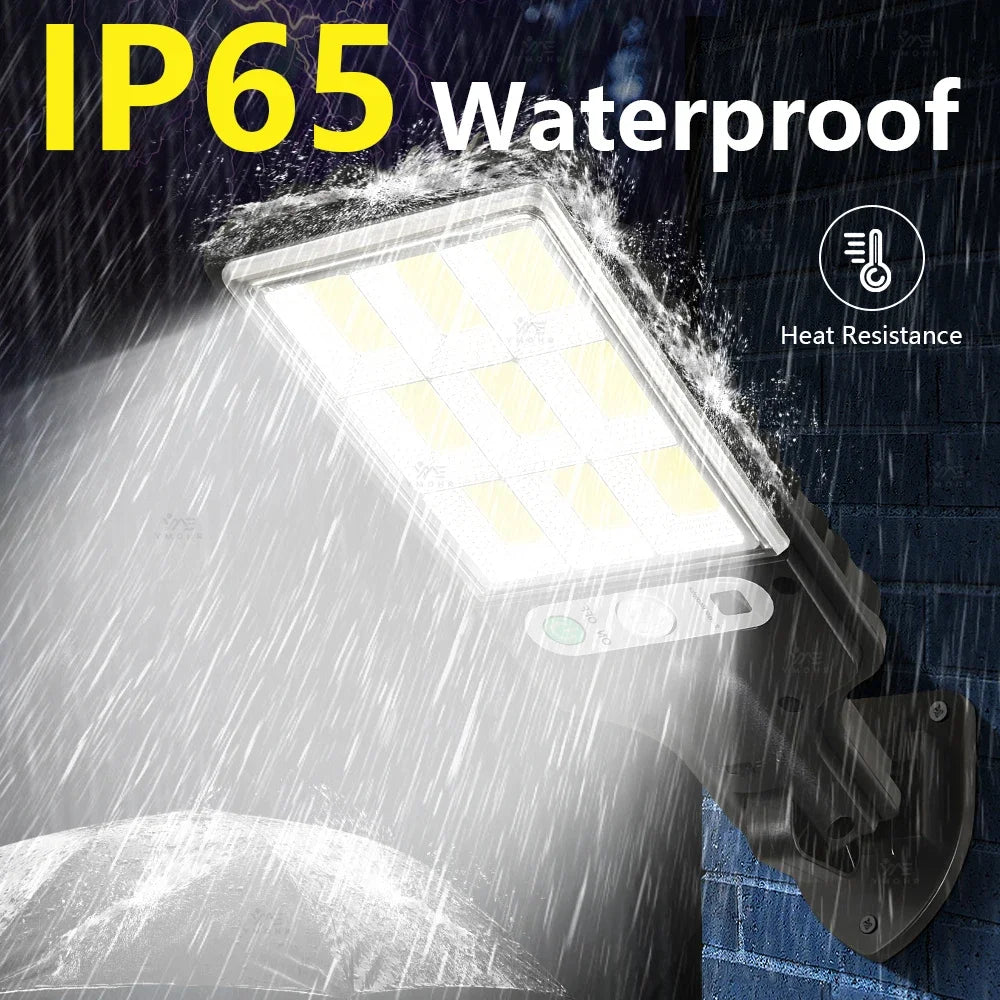 Solar LED Wall Light Outdoor — Motion Sensor, IP65 Waterproof, 3-Mode, 18650 Battery | Garden Street Security Lamp