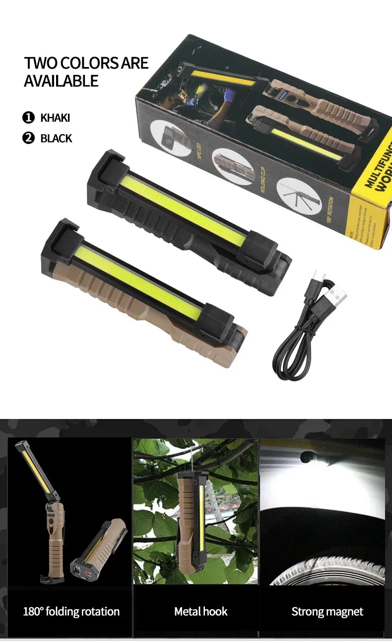 Portable Folding COB XPE LED Work Light Rechargeable Inspection Lamp