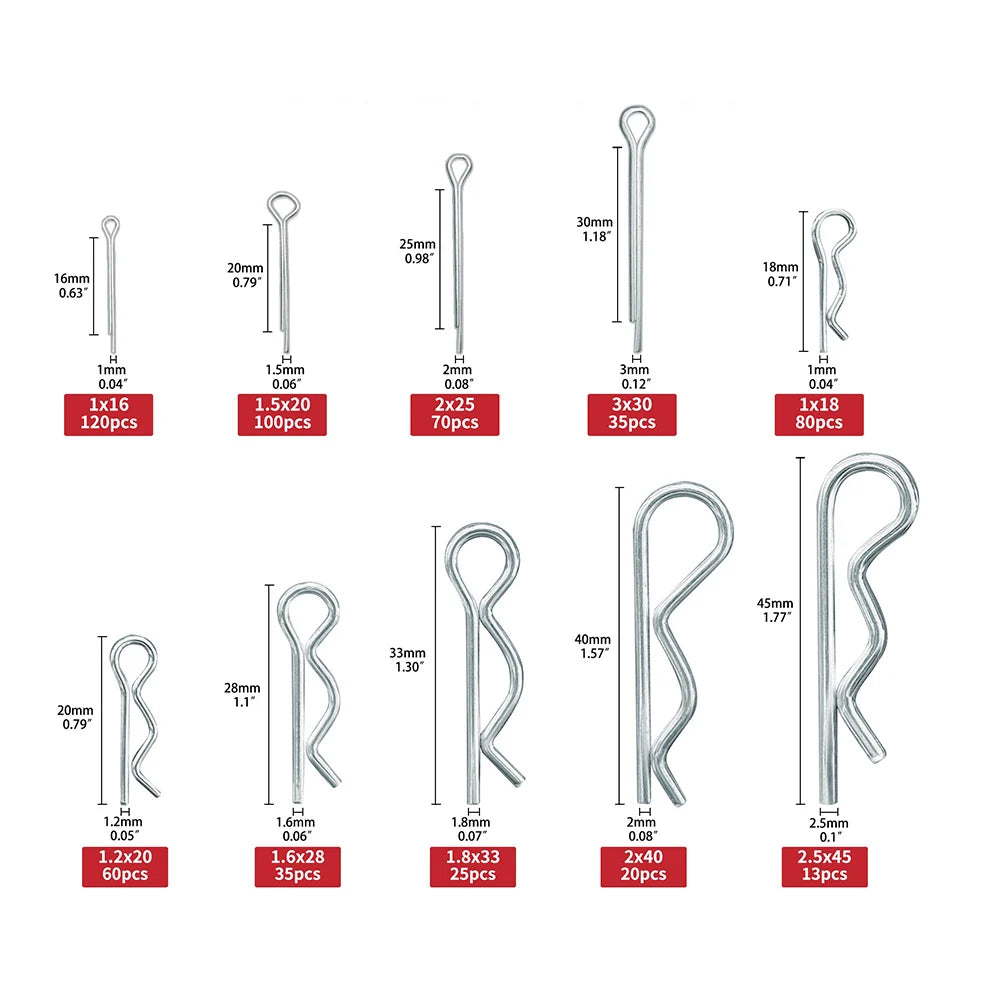 Stainless Steel Cotter Pin Set — Split Pin DIY Fasteners Kit for Electrical & Mechanical Projects