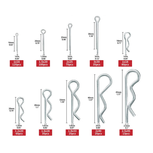 Stainless Steel Cotter Pin Set — Split Pin DIY Fasteners Kit for Electrical & Mechanical Projects