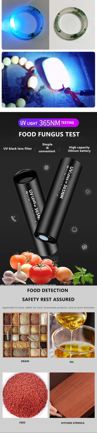 5W 365nm Mini UV Flashlight USB Rechargeable Ultraviolet Torch Pets Urine Cat tinea Money Ore Scorpion Detection Purple Light