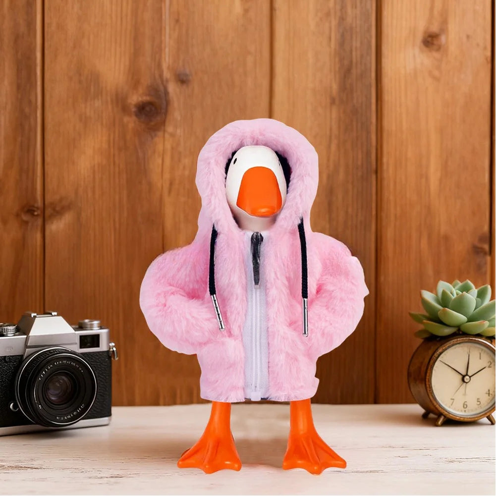 Zippered white outfit for 7 inch desktop goose soft fabric clothing for decorative home and office desktop use