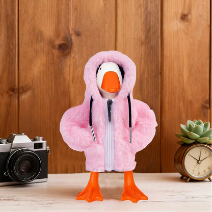 Zippered white outfit for 7 inch desktop goose soft fabric clothing for decorative home and office desktop use