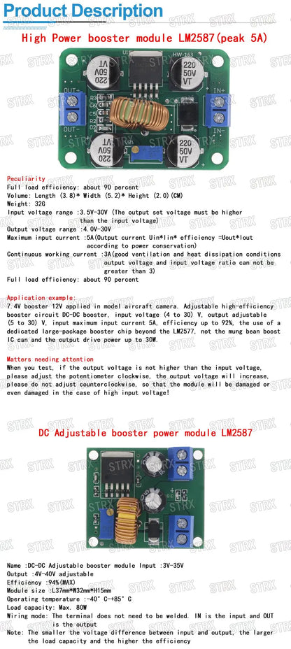 DC-DC Adjustable Step-Up Power Module Boost Converter 3V-35V to 4V-40V