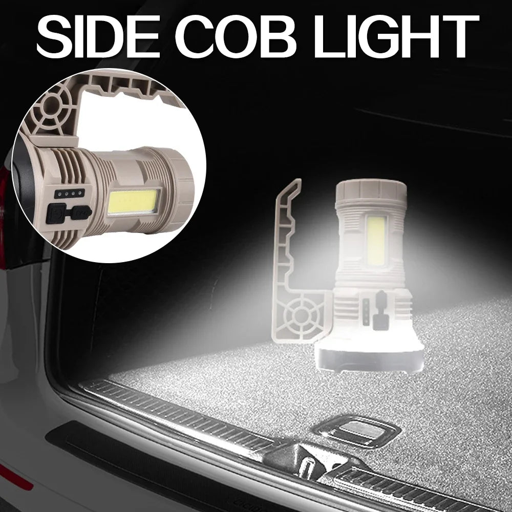 20W LED Flashlight COB Type-C Rechargeable Zoom Torch