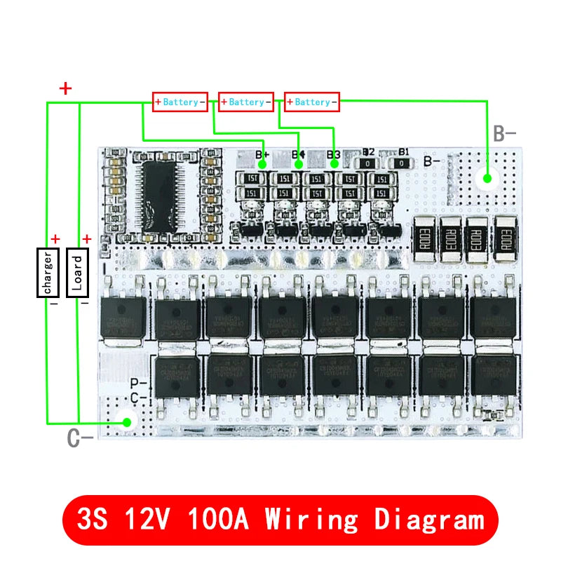 3S 4S 5S BMS 100A Lithium Battery Protection Board | 12V 16.8V 21V Li-ion Li-polymer Balance Charging Module