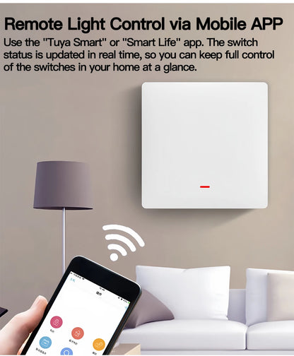Tuya ZigBee Smart Light Switch No Neutral Wire 1/2/3 Gang Wall Touch Switch Works with Alexa Google Home