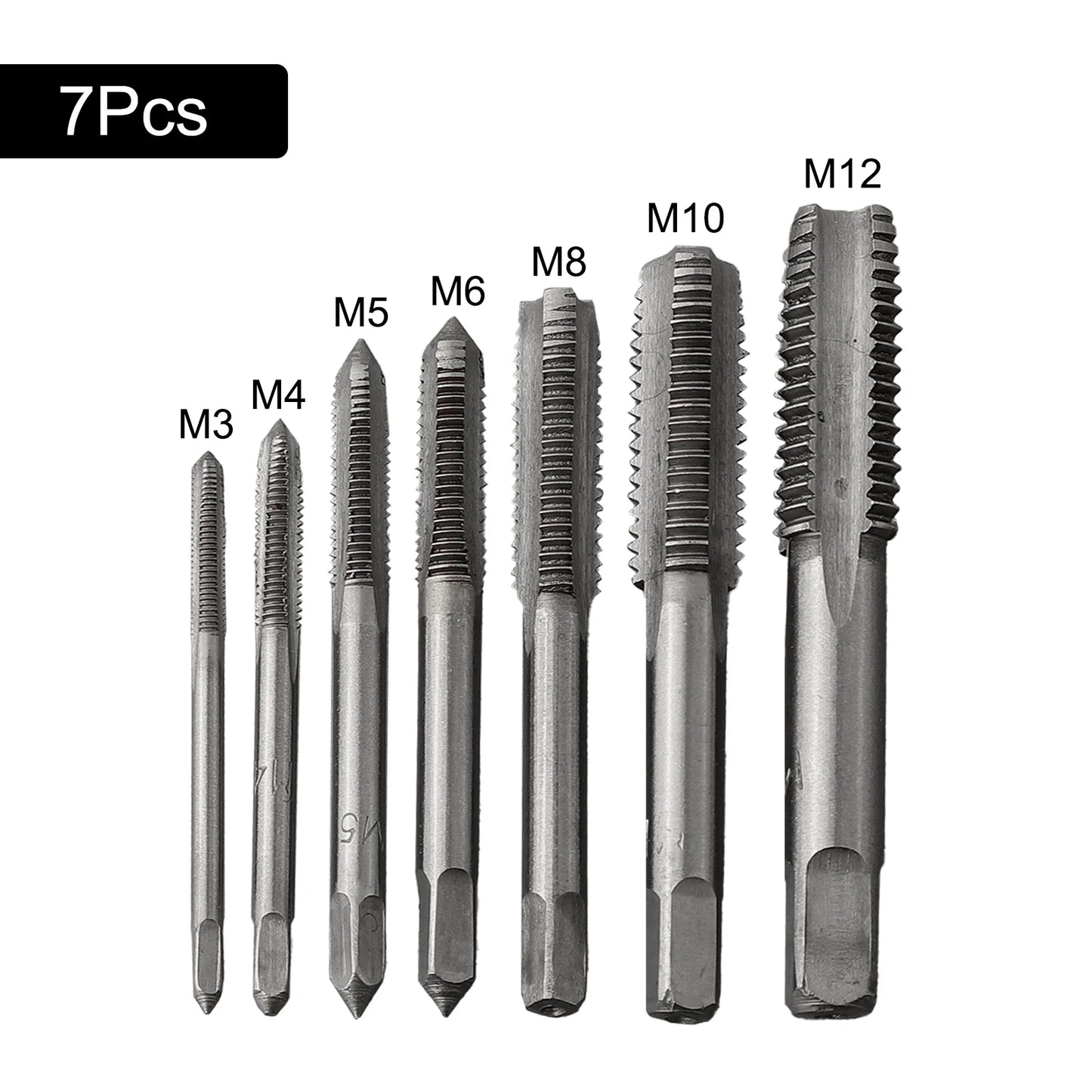 7Pcs For M3 Metric Thread Tap Drill Bits Set with HSS Straight Fluted Screw Taps for Stainless Steel and General Steel