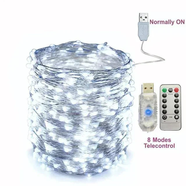 5M/10M/20/30M Telecontrol 8Mode Remote Control Lights USB Led String Light Fairy garlands Wedding Christmas Holiday Decor lamps