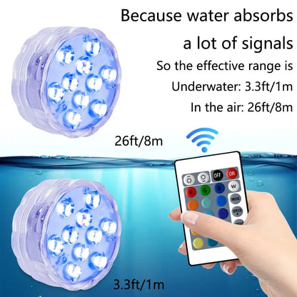 Underwater Lights LED Submersible Pool Lights Rechargeable 200FT Remote Control Swimming Pool Light with Timer Color Changing
