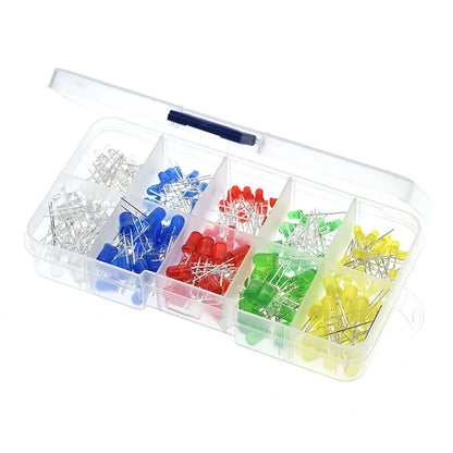 200PC/Lot 3mm & 5mm LED Kit Mixed Color Red Green Yellow Blue White Light Emitting Diodes with Storage Box