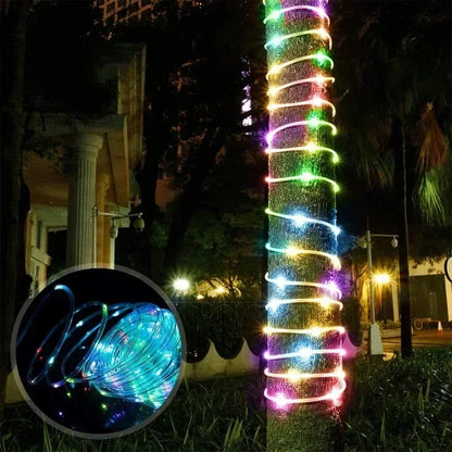 2026 Christmas Decoration Solar LED Outdoor Light String, Garden Terrace Wedding Party Tree Rope Fairy Tube