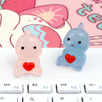 Dinosaur Hug Heart Car Ornament Luminous Dashboard Decor 10/1PCS