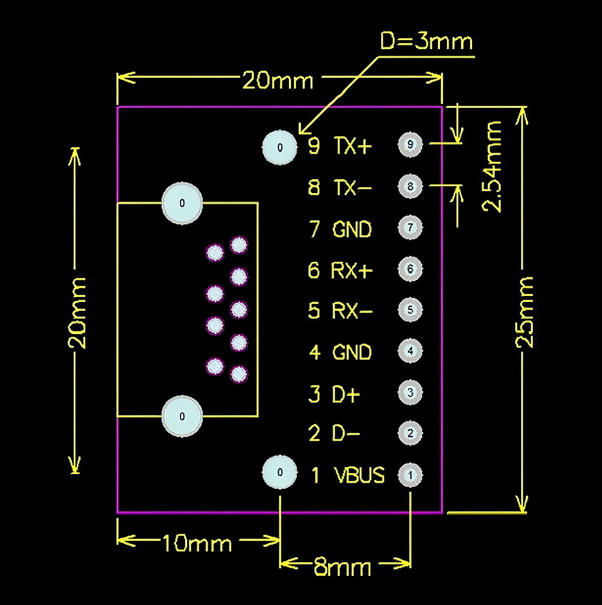 USB 3.0 to 2.54mm DIP A Female Adapter Module PCB Breakout Board for Arduino DIY Projects