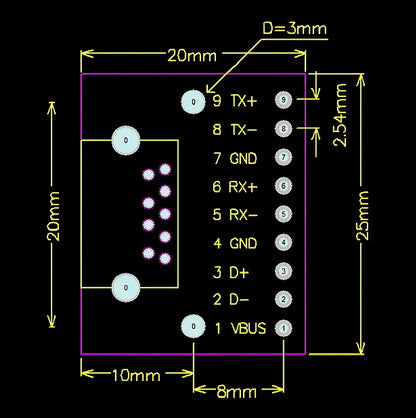 USB 3.0 to 2.54mm DIP A Female Adapter Module PCB Breakout Board for Arduino DIY Projects