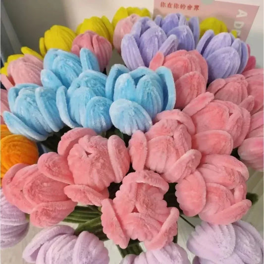 Wholesale Colorful Chenille Stems Pipe Cleaners Plush Tinsel Stem Wired Sticks Twist Stick Hair Strip DIY Craft Educational Toys