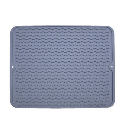Silicone Dish Drying Mats — Heat Resistant Trivet, Drip Tray &amp; Cup Coasters, Non-Slip Pot Holder for Kitchen