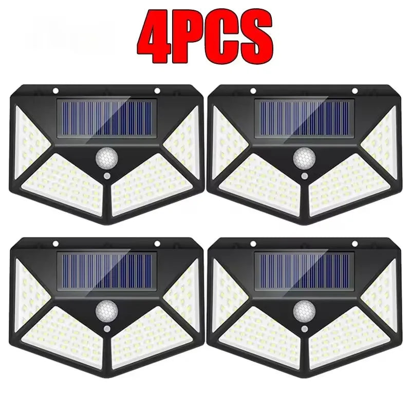 6 PCS 100 LED Solar Sensor Wall Light Outdoor Sunlight Security Street Lamp 270° Lighting Waterproof Torch Garden Night Lantern