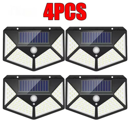 6 PCS 100 LED Solar Sensor Wall Light Outdoor Sunlight Security Street Lamp 270° Lighting Waterproof Torch Garden Night Lantern